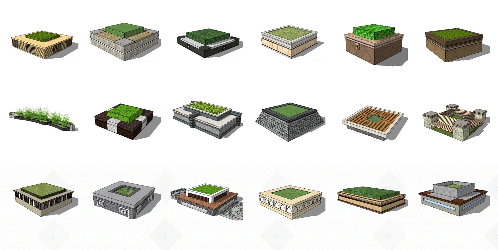 现代风格树池su模型下载【id:571130769】