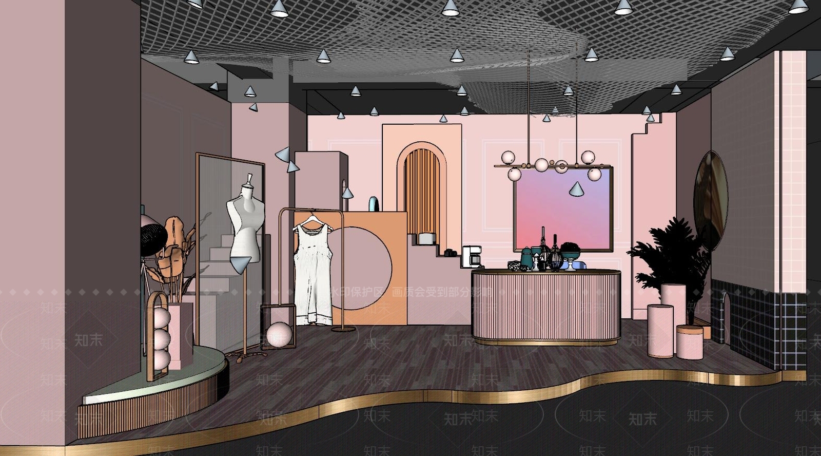 北欧风格商场展区SU模型下载【ID:171135022】