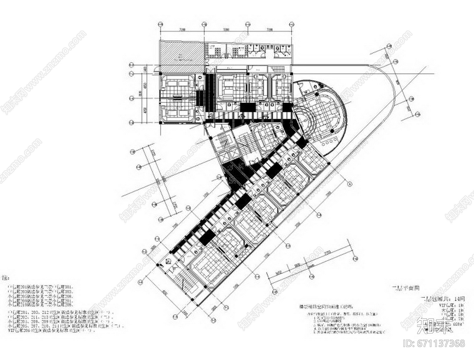Benoy贝诺-某现代风格大型KTV会所cad施工图下载【ID:671137368】