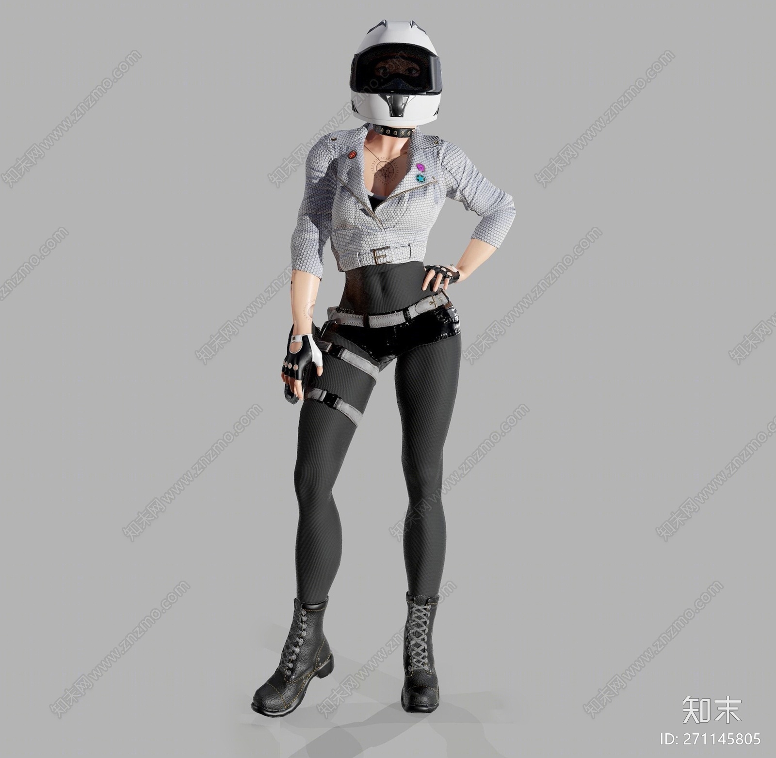 现代机车美女3D模型下载【ID:271145805】