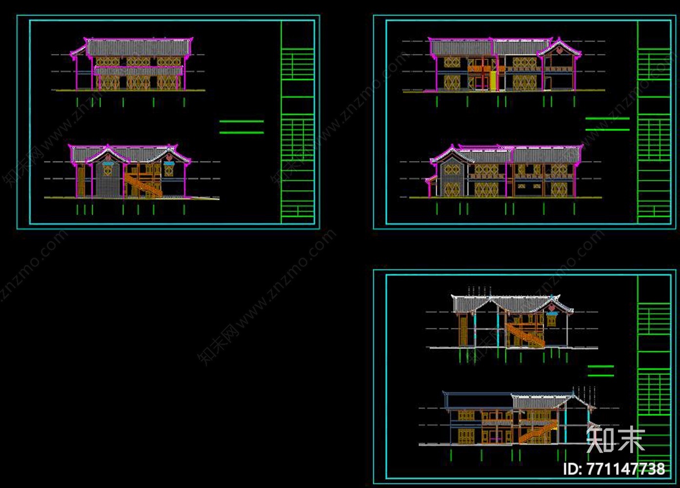 新中式街景建筑施工图下载【ID:771147738】