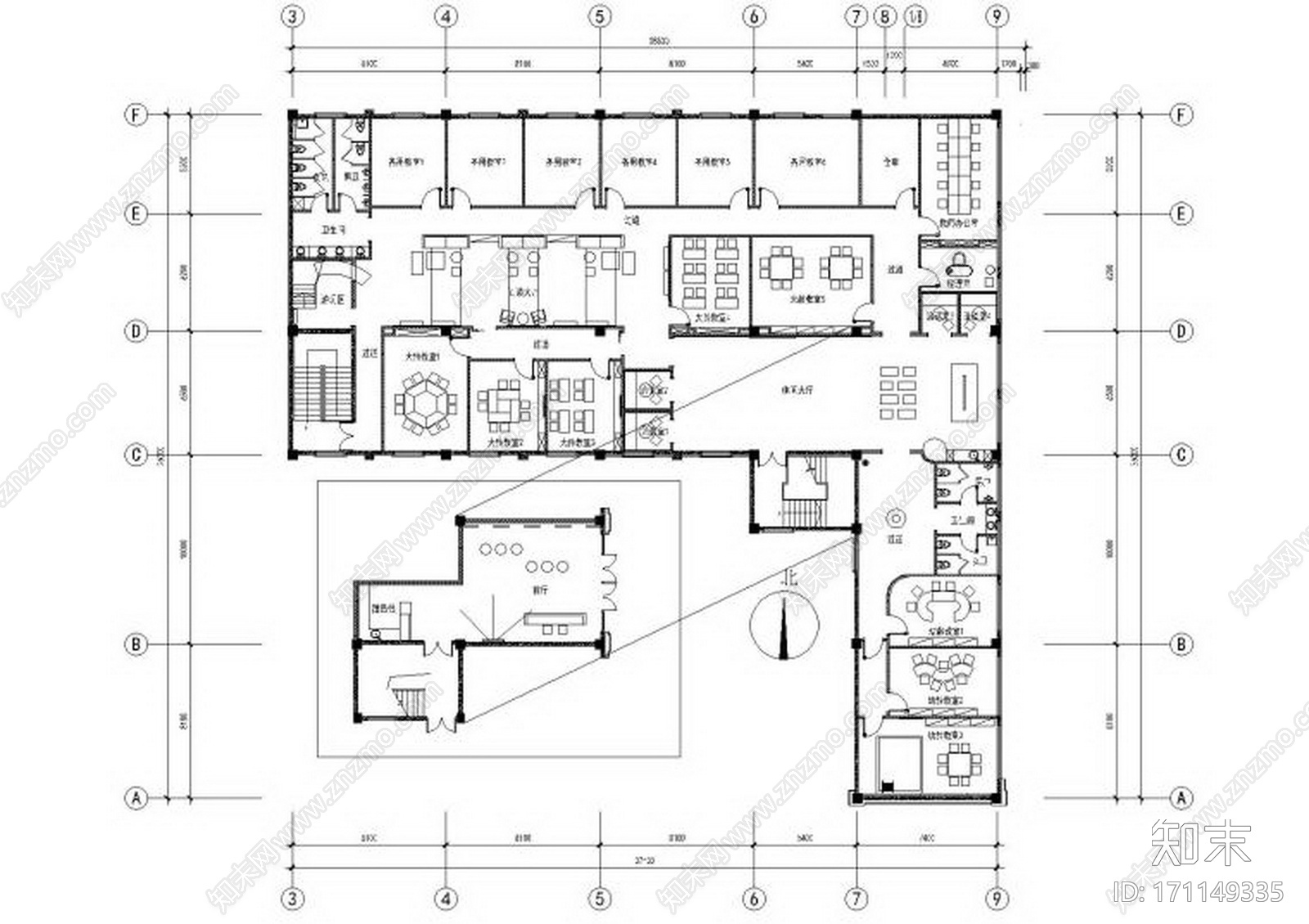 HBA-昆山英语培训中心全套cad施工图下载【ID:171149335】