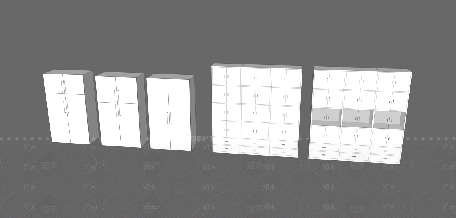 现代风格文件柜SU模型下载【ID:271160680】