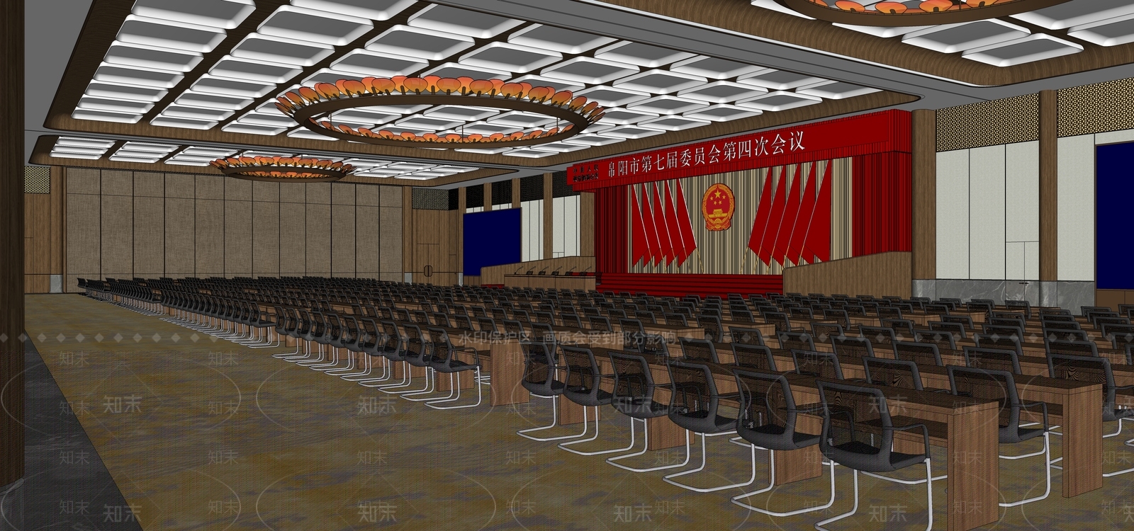 现代风格大会堂SU模型下载【ID:371160493】