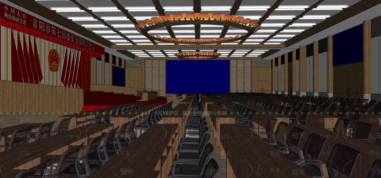 现代风格大会堂SU模型下载【ID:371160493】