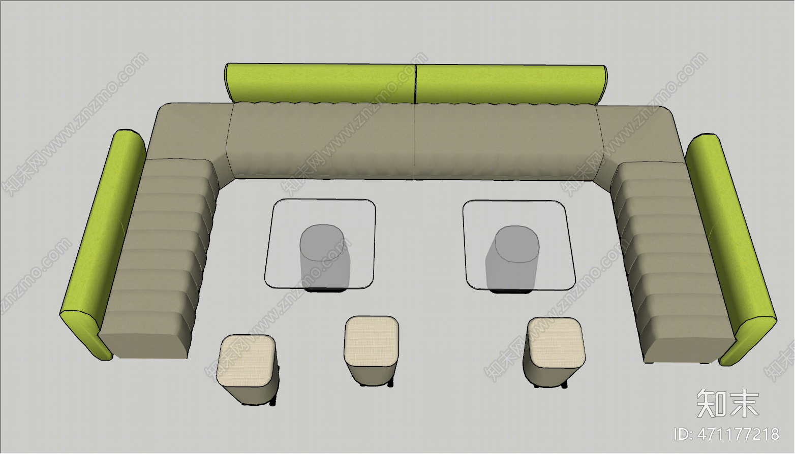 现代风格卡座沙发SU模型下载【ID:471177218】