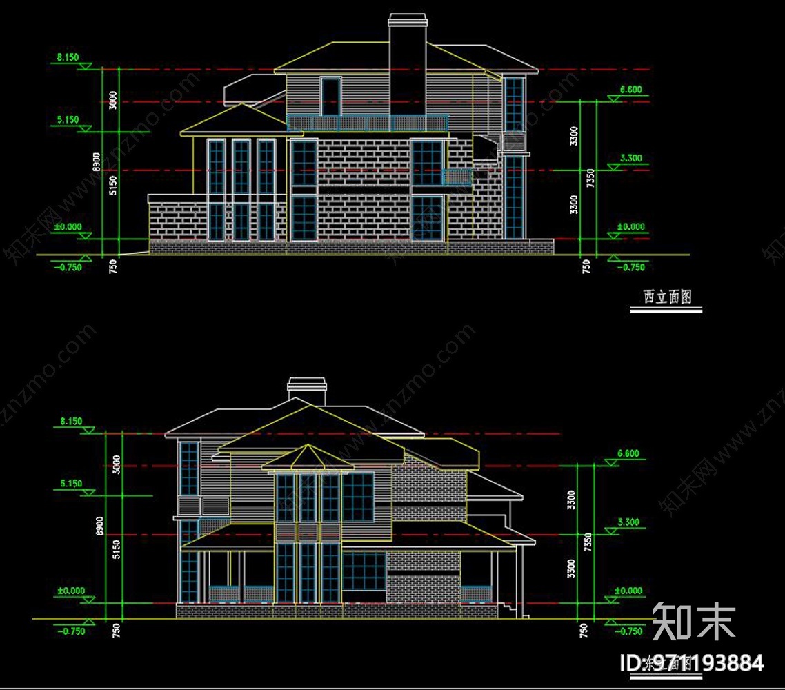 欧式别墅施工图cad施工图下载【ID:971193884】