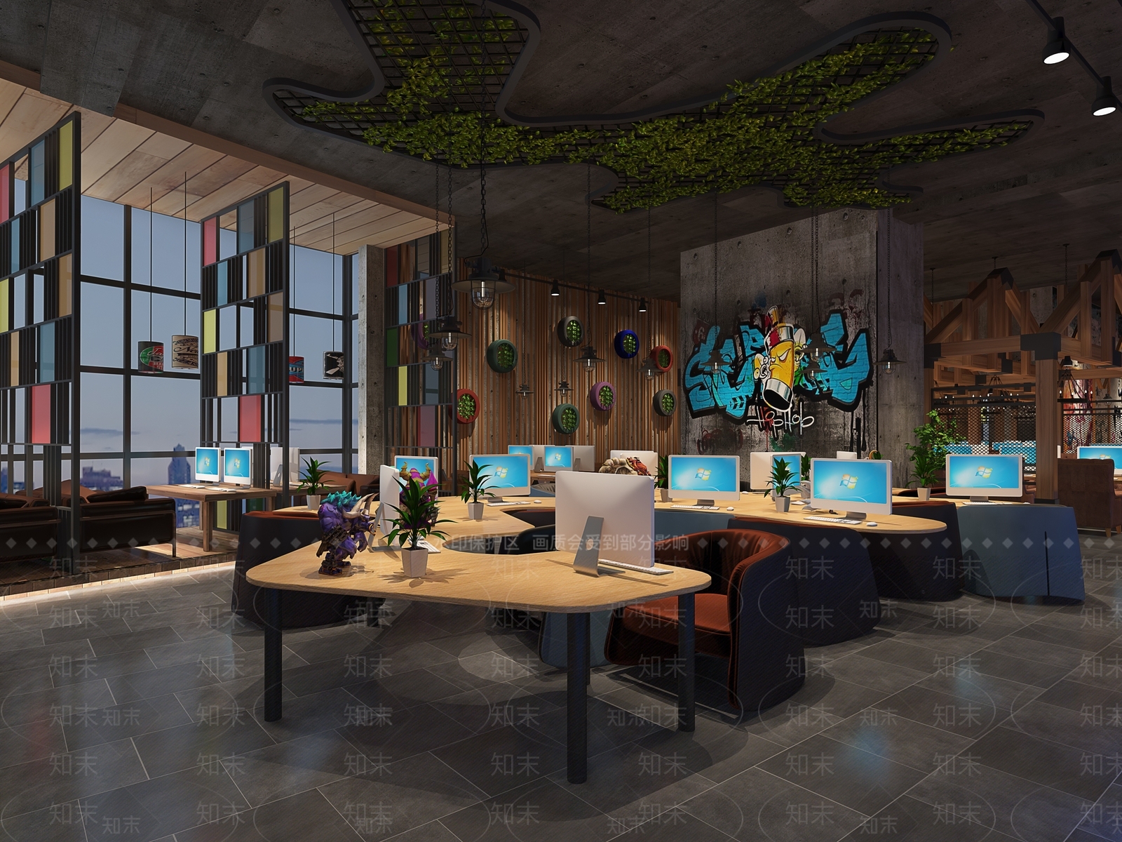 工业风网吧3D模型下载【ID:971208223】