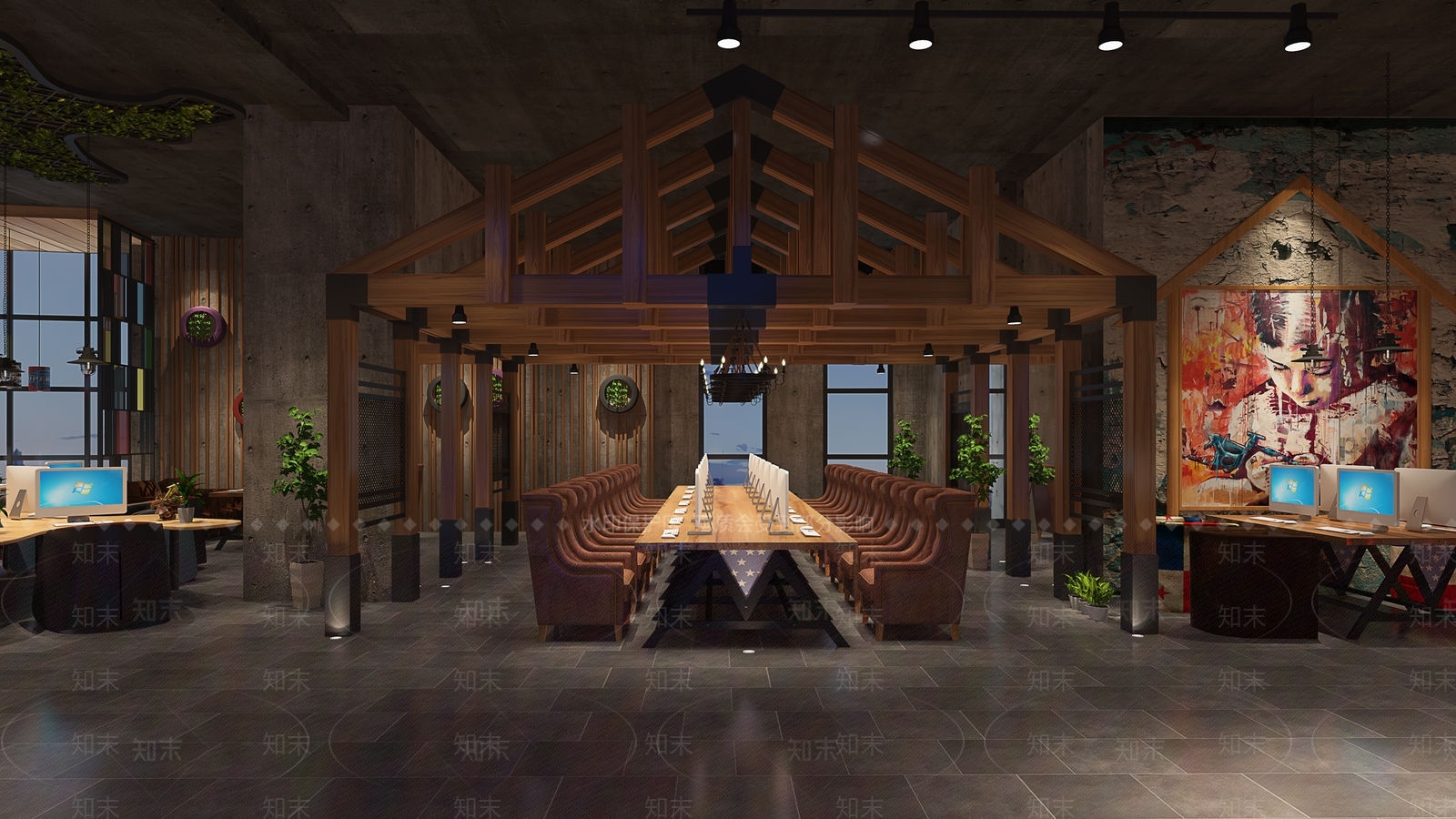 工业风网咖网吧3D模型下载【ID:971208261】