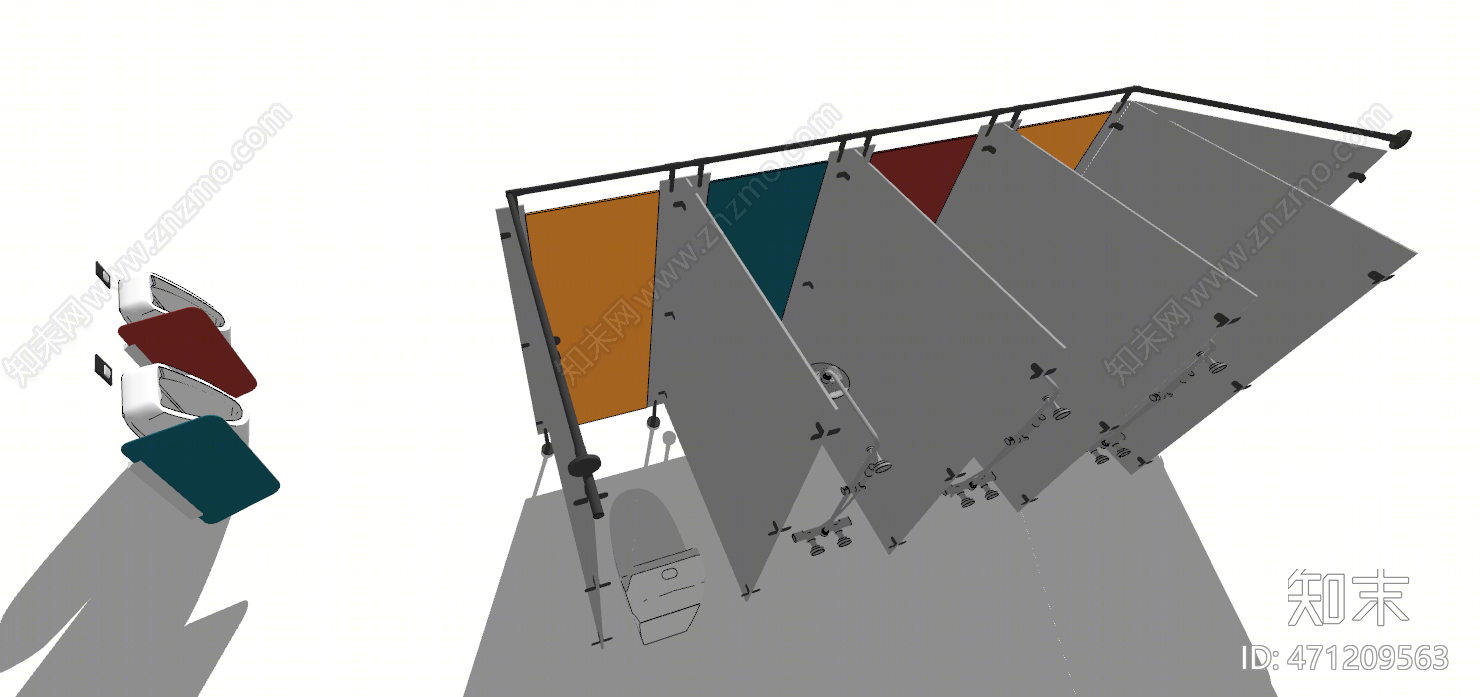 现代风格卫生间隔断SU模型下载【ID:471209563】