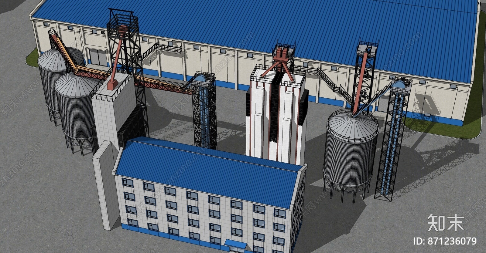现代工业厂房SU模型下载【ID:871236079】