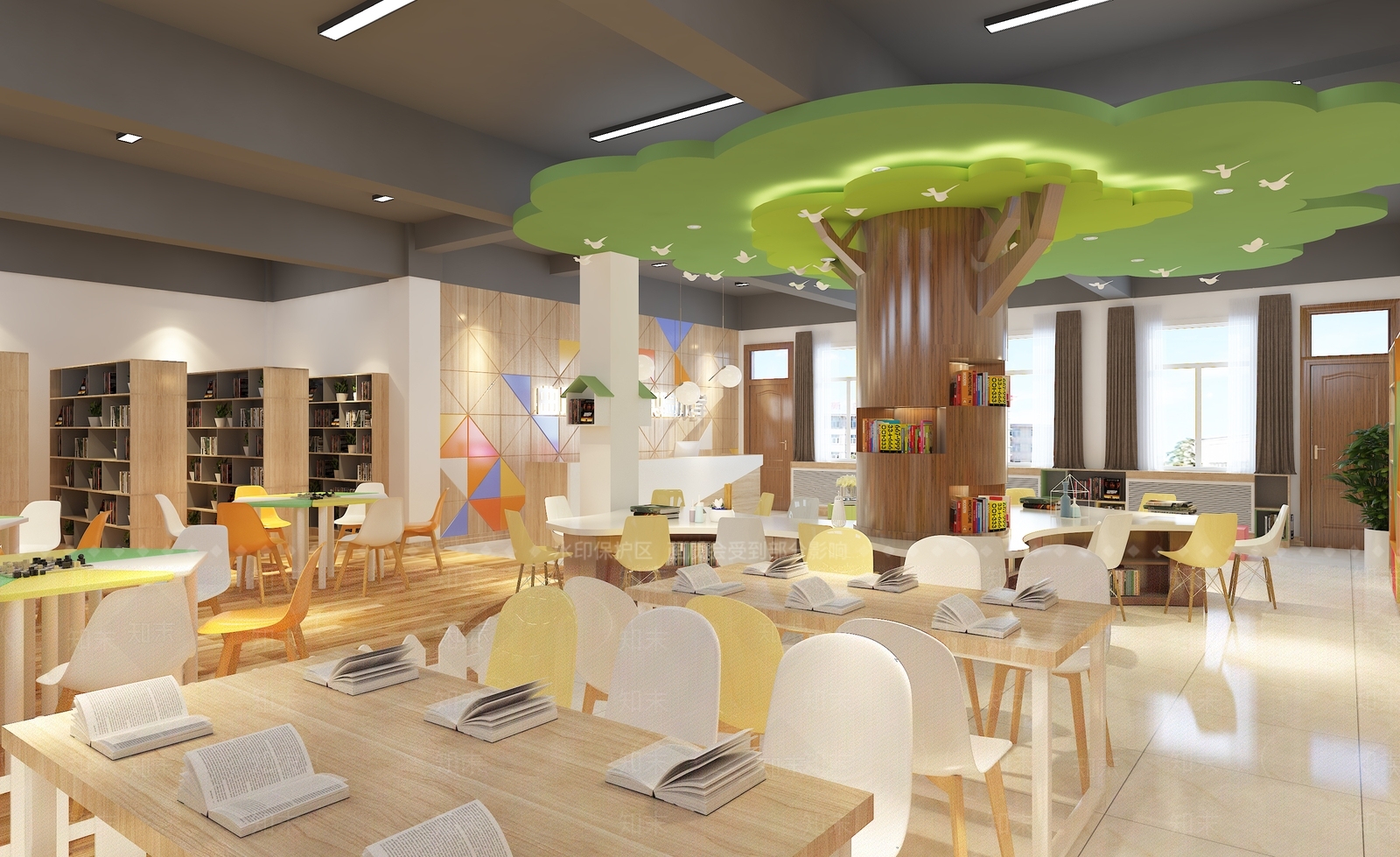 现代风格图书馆3D模型下载【ID:871238231】