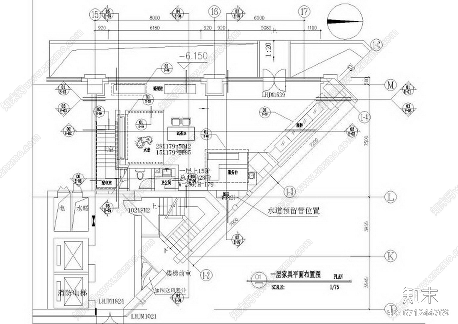 HSD琚宾-茶馆全套设计施工装修cad施工图下载【ID:671244769】