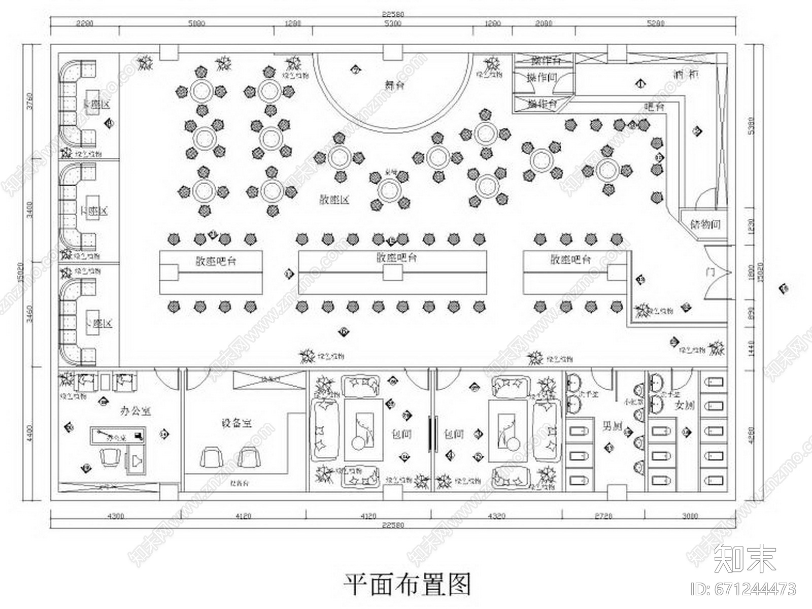 HBA-现代风格酒吧设计CADcad施工图下载【ID:671244473】