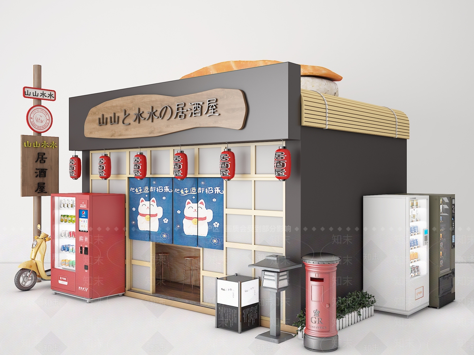 日式寿司店3D模型下载【ID:371252922】