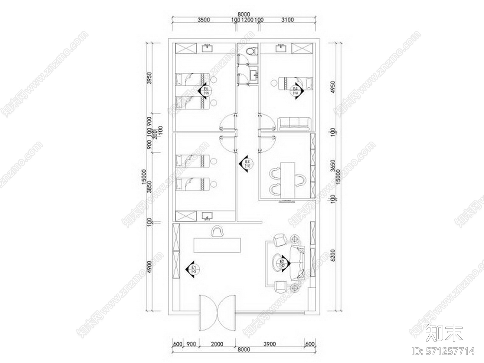 AFSO傅厚民-126㎡现代美容院室内装修设计cad施工图下载【ID:571257714】