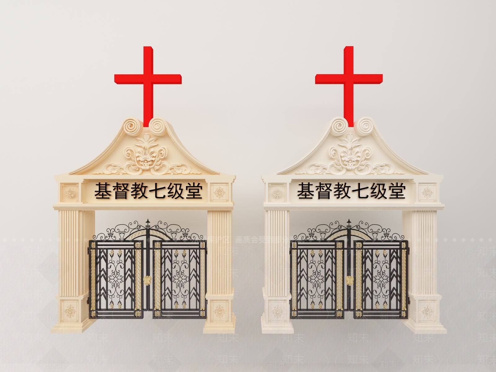 欧式教堂大门3D模型下载【ID:571266556】