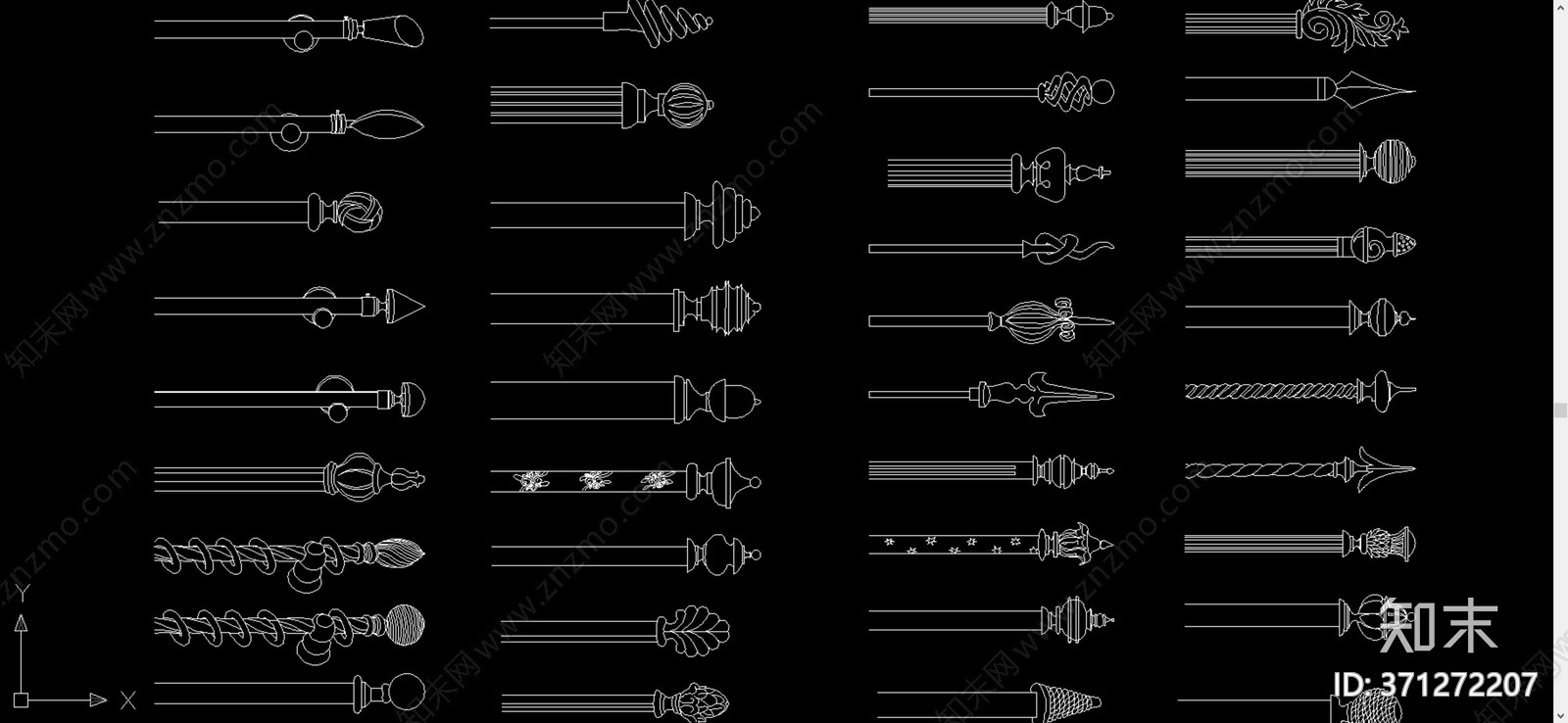 欧式窗帘杆施工图下载【ID:371272207】