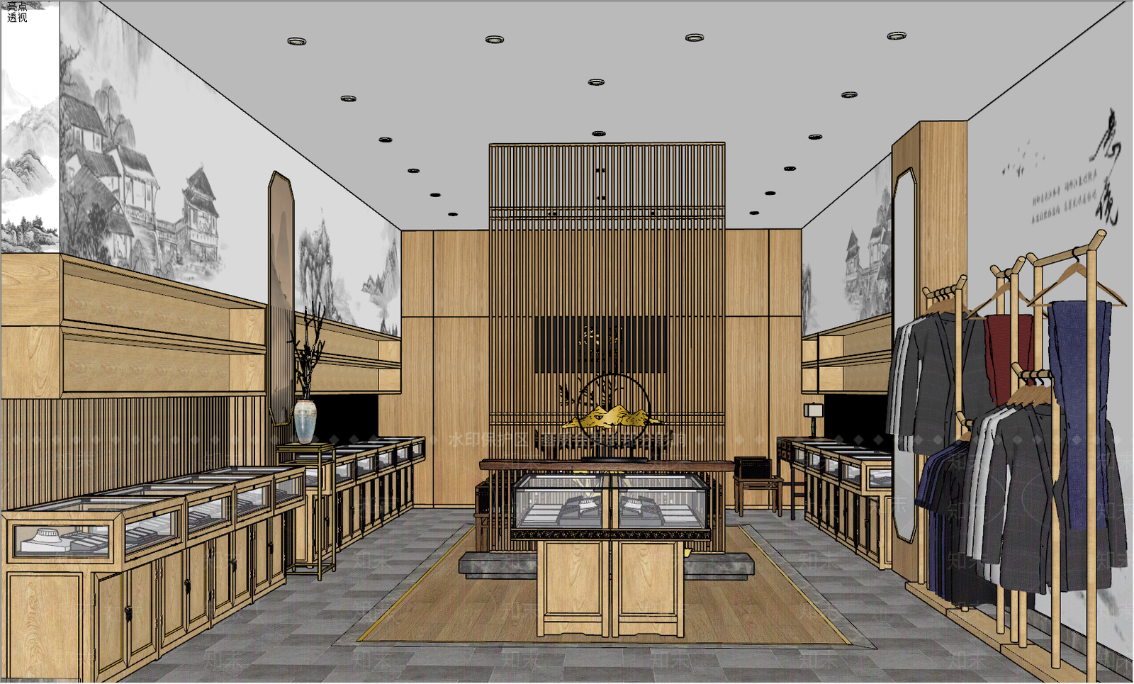 新中式风格珠宝店SU模型下载【ID:171286437】