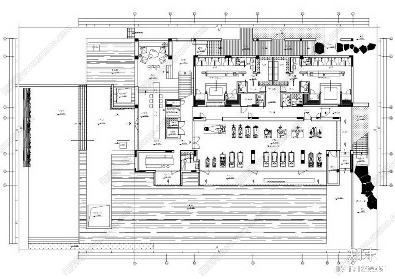 AFSO傅厚民-天荟1500㎡健身会所cad施工图下载【ID:171298551】