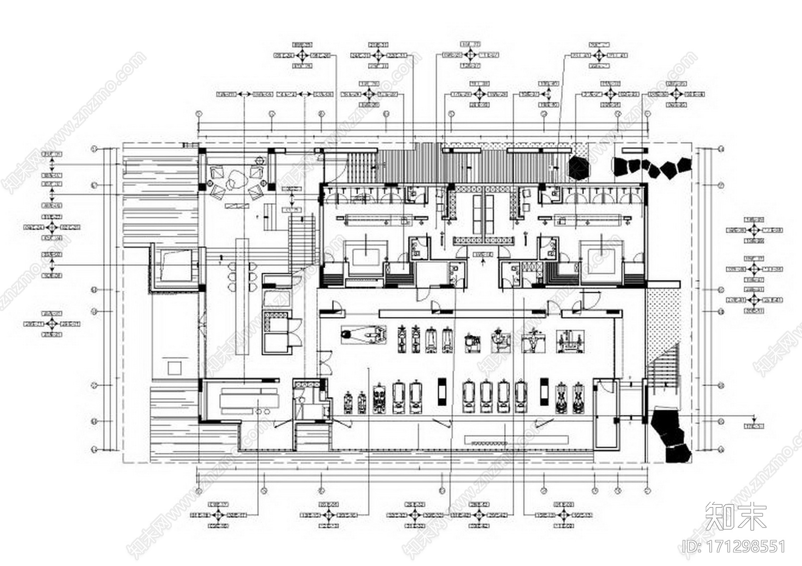 AFSO傅厚民-天荟1500㎡健身会所cad施工图下载【ID:171298551】