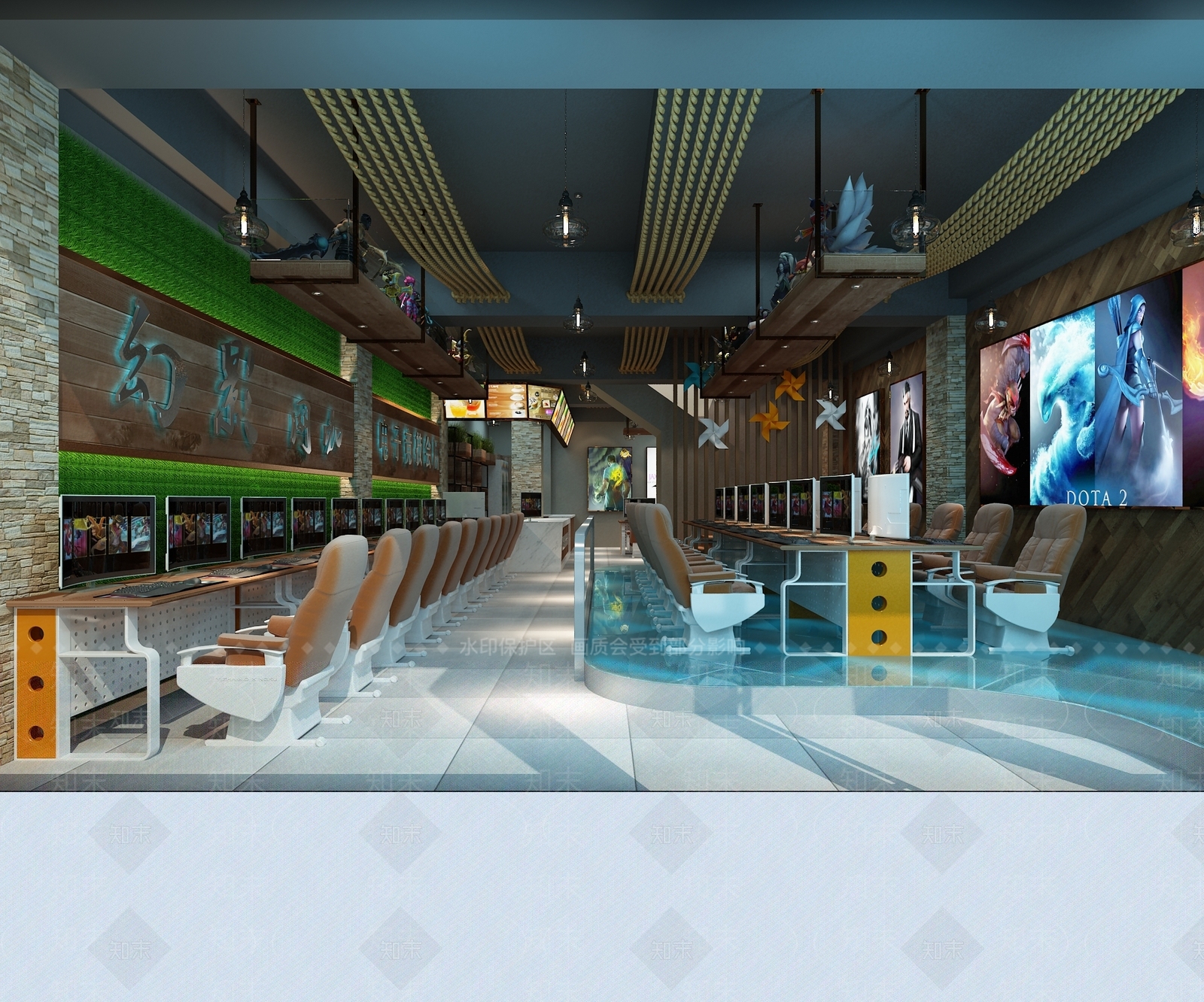 工业风网咖3D模型下载【ID:971308281】