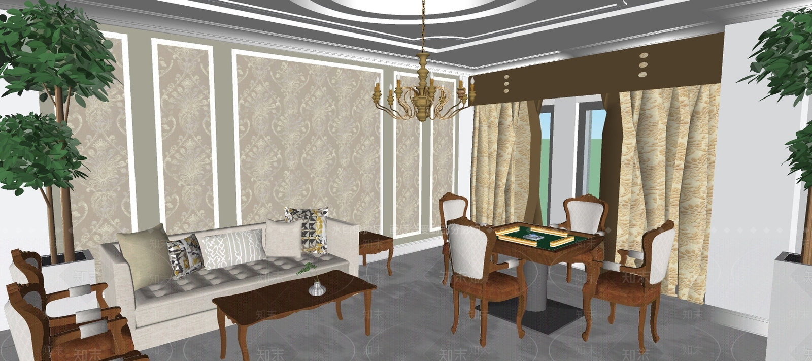 美式棋牌室SU模型下载【ID:571314461】