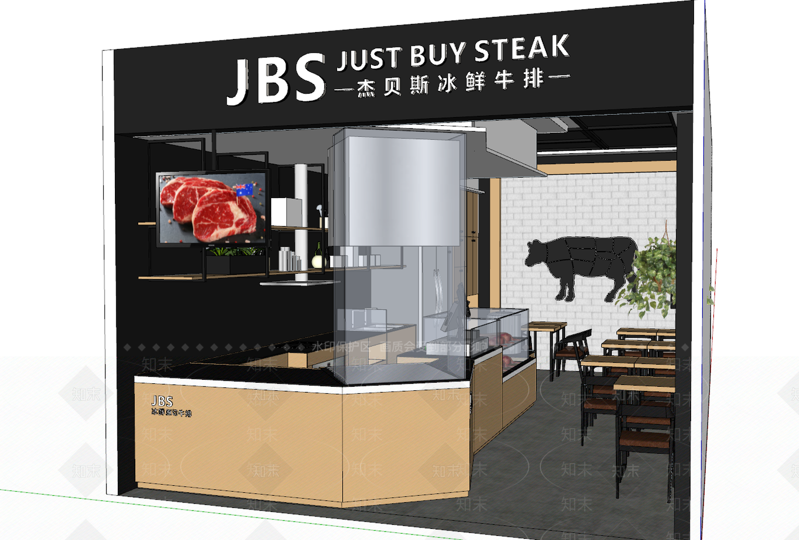 现代风格餐厅SU模型下载【ID:971315058】