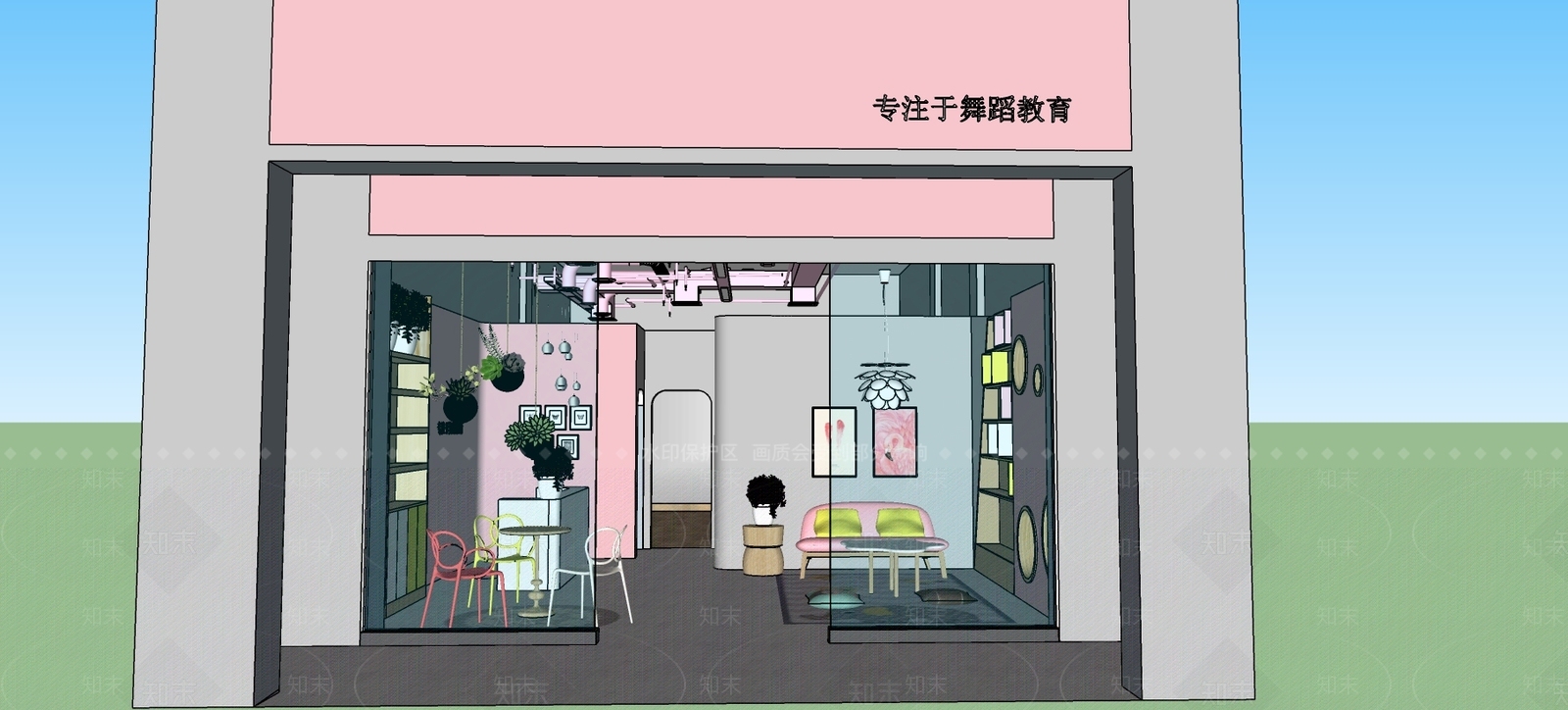 现代风格舞蹈培训中心SU模型下载【ID:871324096】
