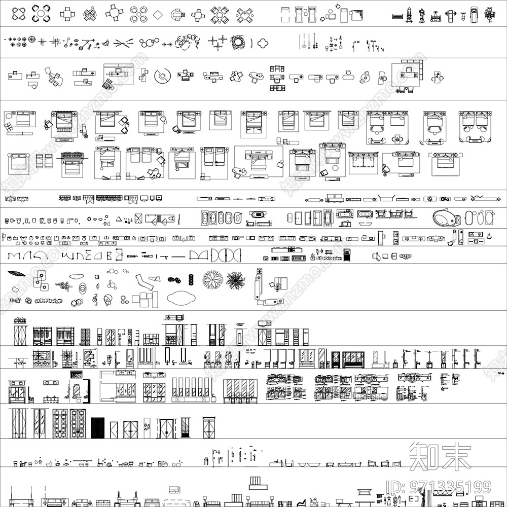 Yabu雅布家具平立面cad施工图下载【ID:971335199】