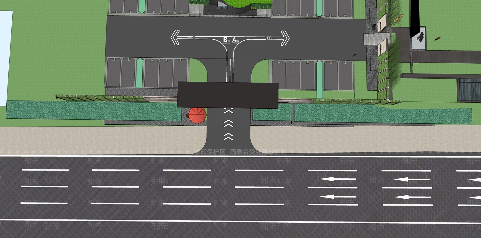 现代风格道路SU模型下载【ID:971349715】