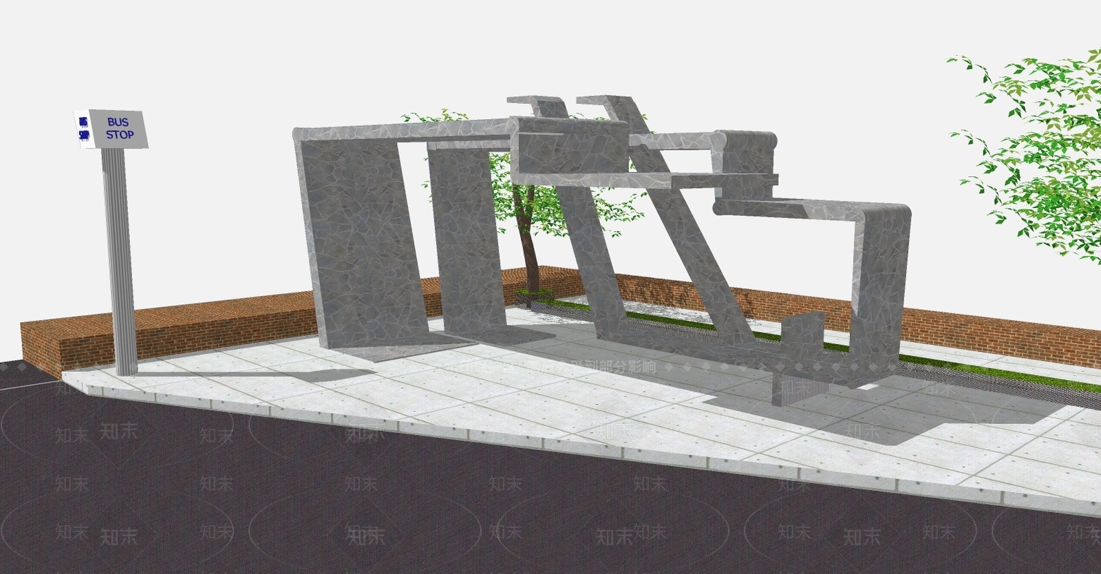 现代风格公交站台SU模型下载【ID:171348994】
