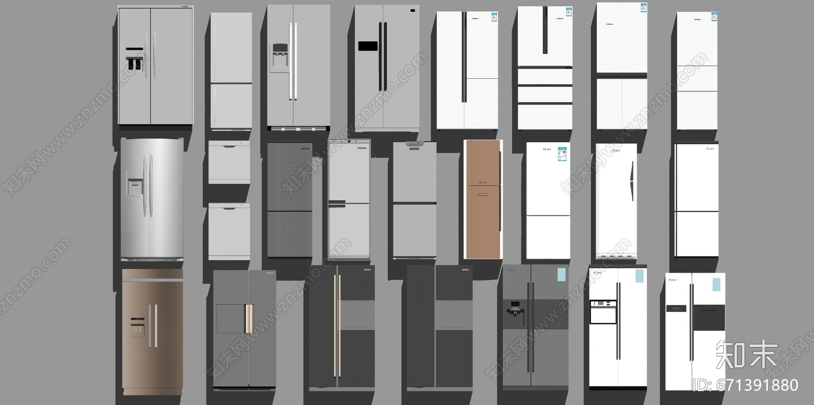 现代冰箱组合SU模型下载【ID:671391880】