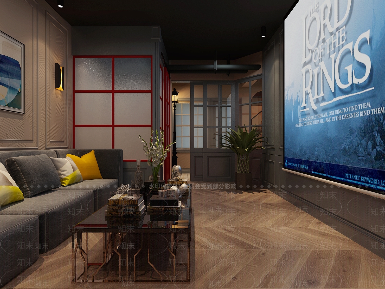 美式简约影音室3D模型下载【ID:871402970】