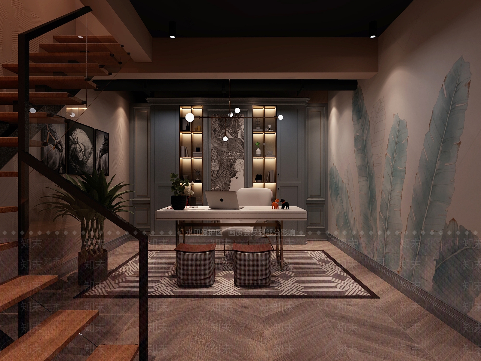 美式简约影音室3D模型下载【ID:871402970】