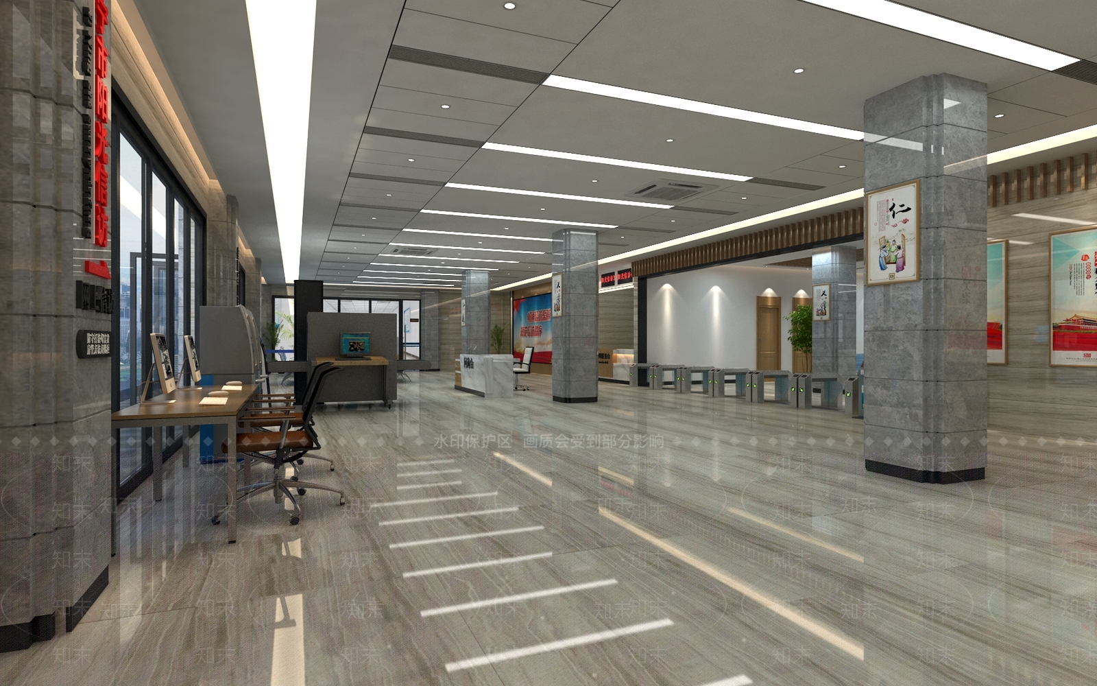 现代办公接待大厅3D模型下载【ID:471417110】