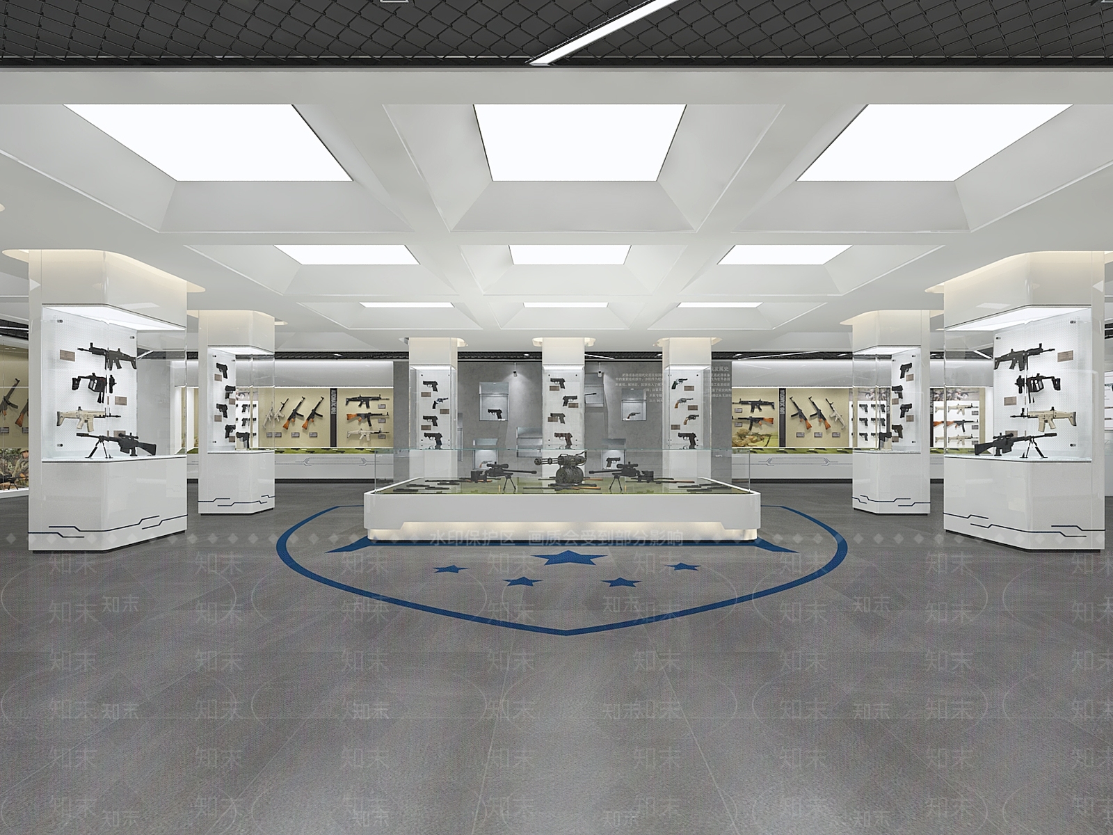 现代枪械展厅3D模型下载【ID:371418570】