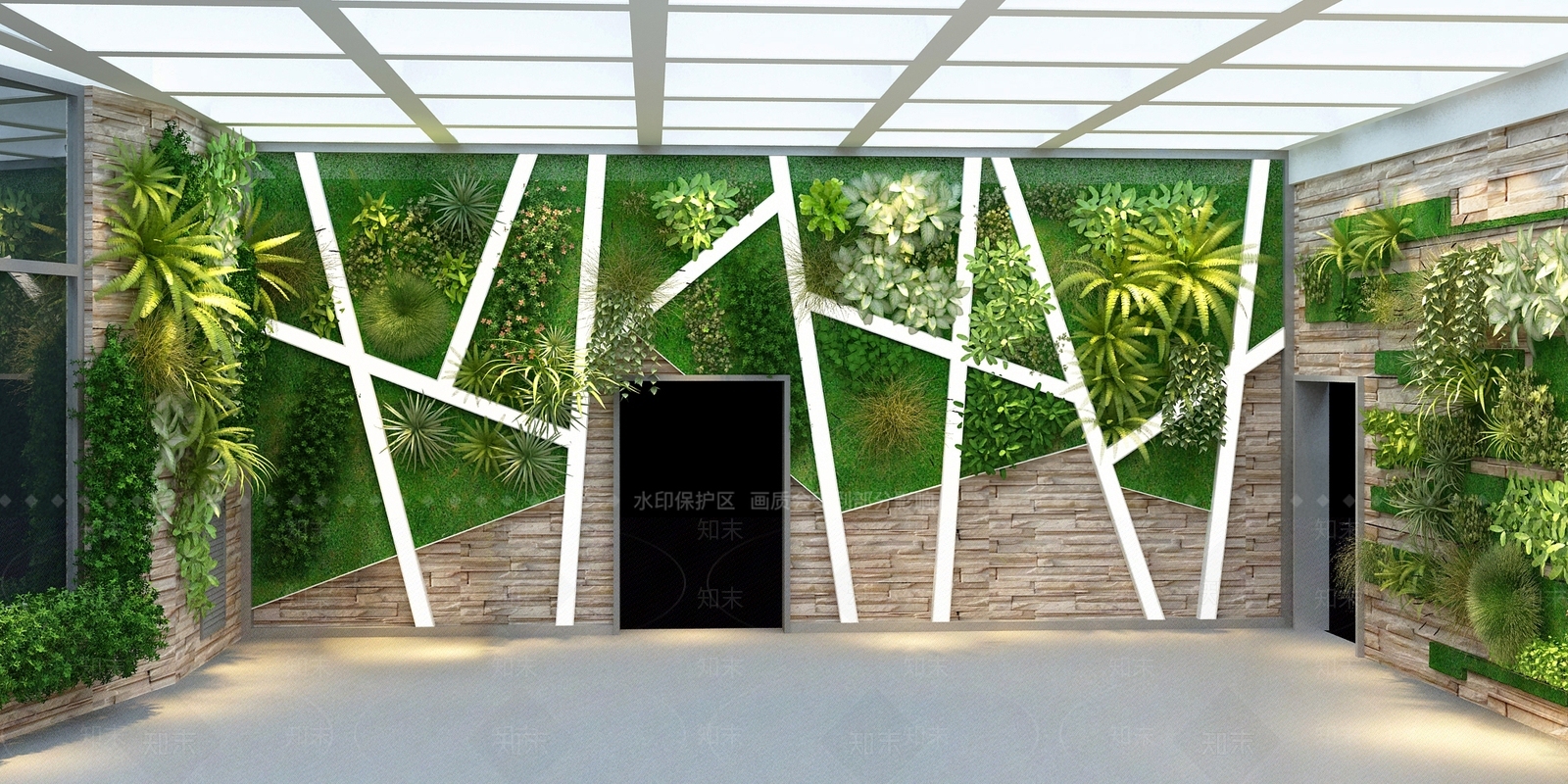 现代绿化墙3D模型下载【ID:471422272】