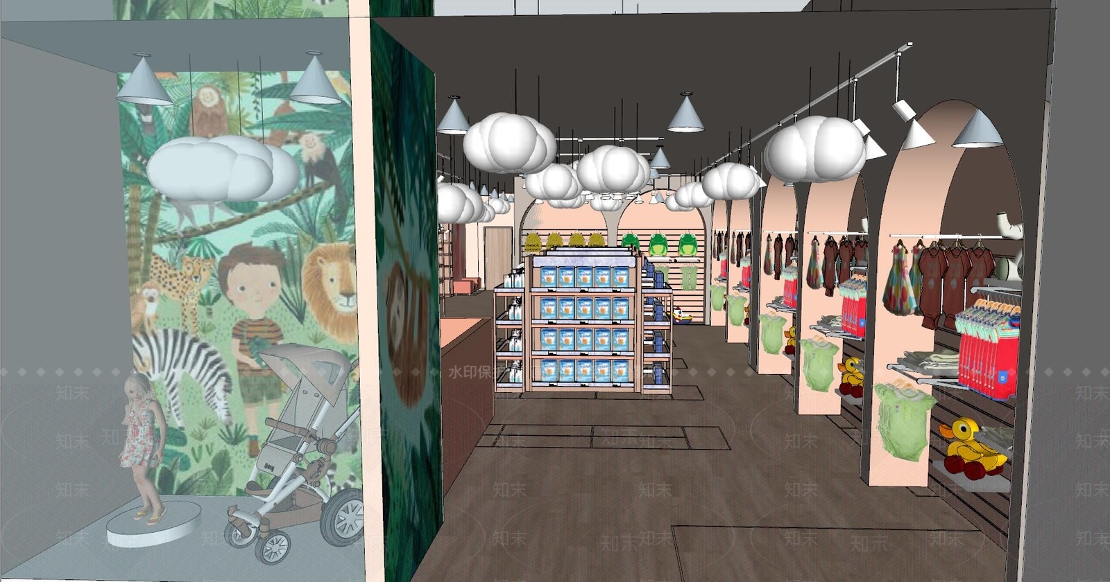 现代风格母婴店SU模型下载【ID:371442129】