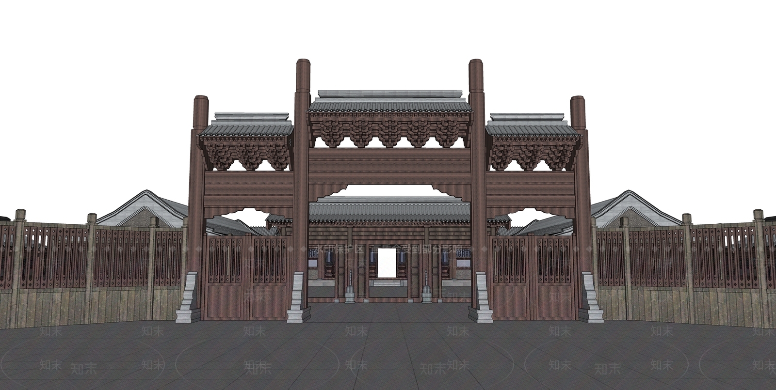 中式风格牌坊SU模型下载【ID:371450457】