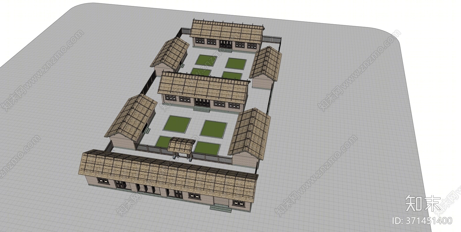 中式四合院SU模型下载【ID:371451400】