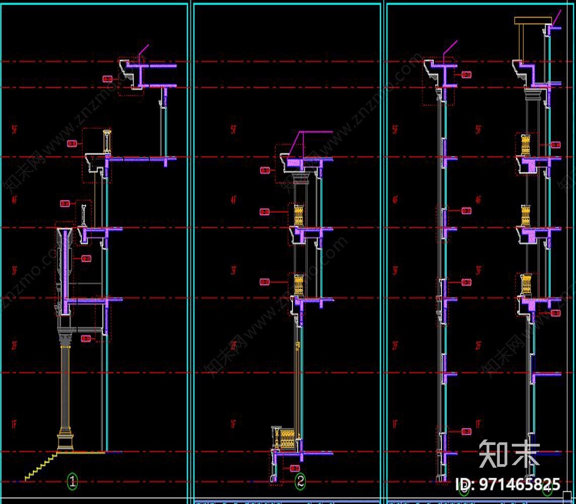 全套欧式别墅幕墙cad施工图下载【ID:971465825】