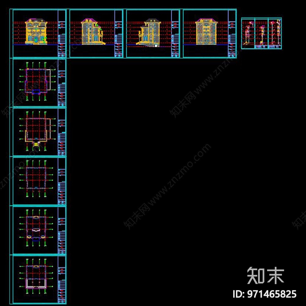 全套欧式别墅幕墙cad施工图下载【ID:971465825】