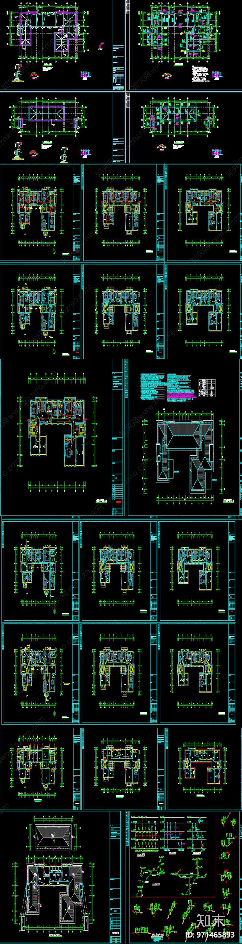 新中式别墅建筑cad施工图下载【ID:971465893】