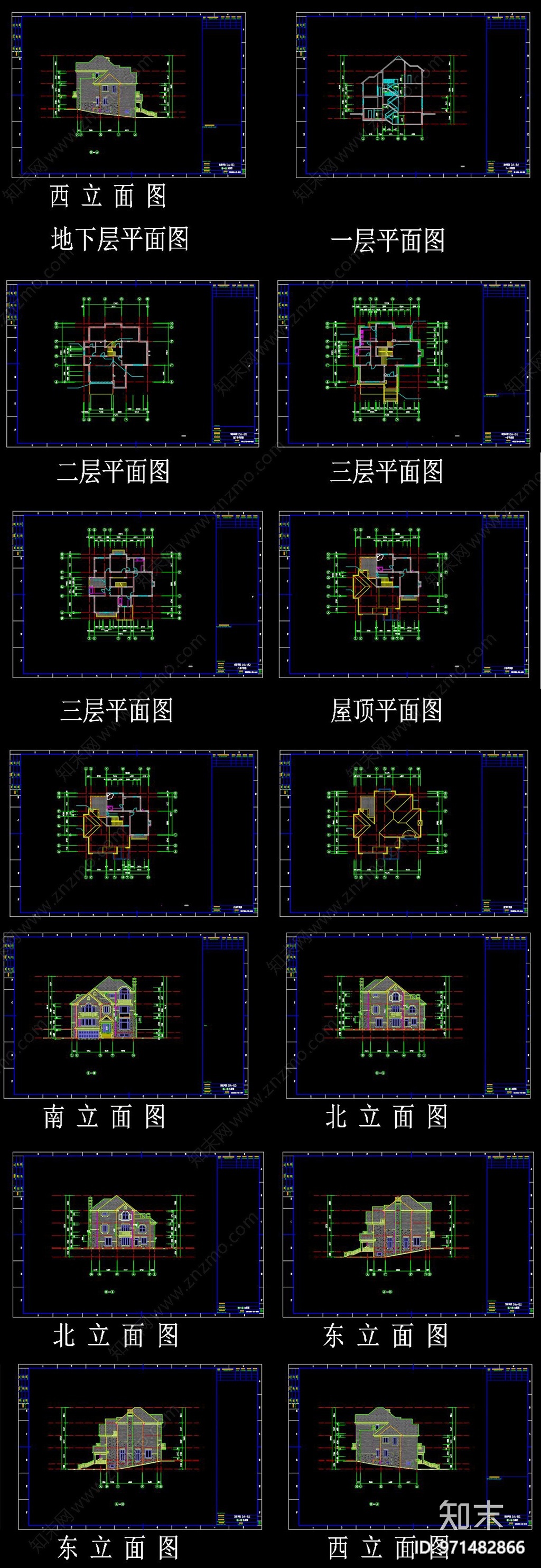 全套简欧别墅CADcad施工图下载【ID:971482866】