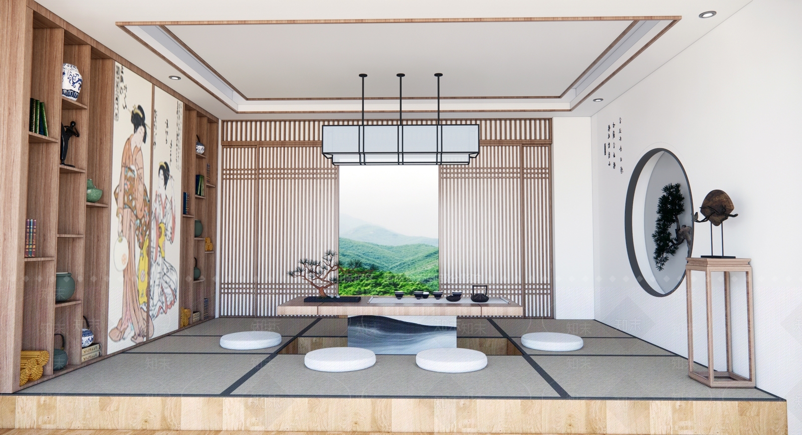 日式风格茶室SU模型下载【ID:971493385】