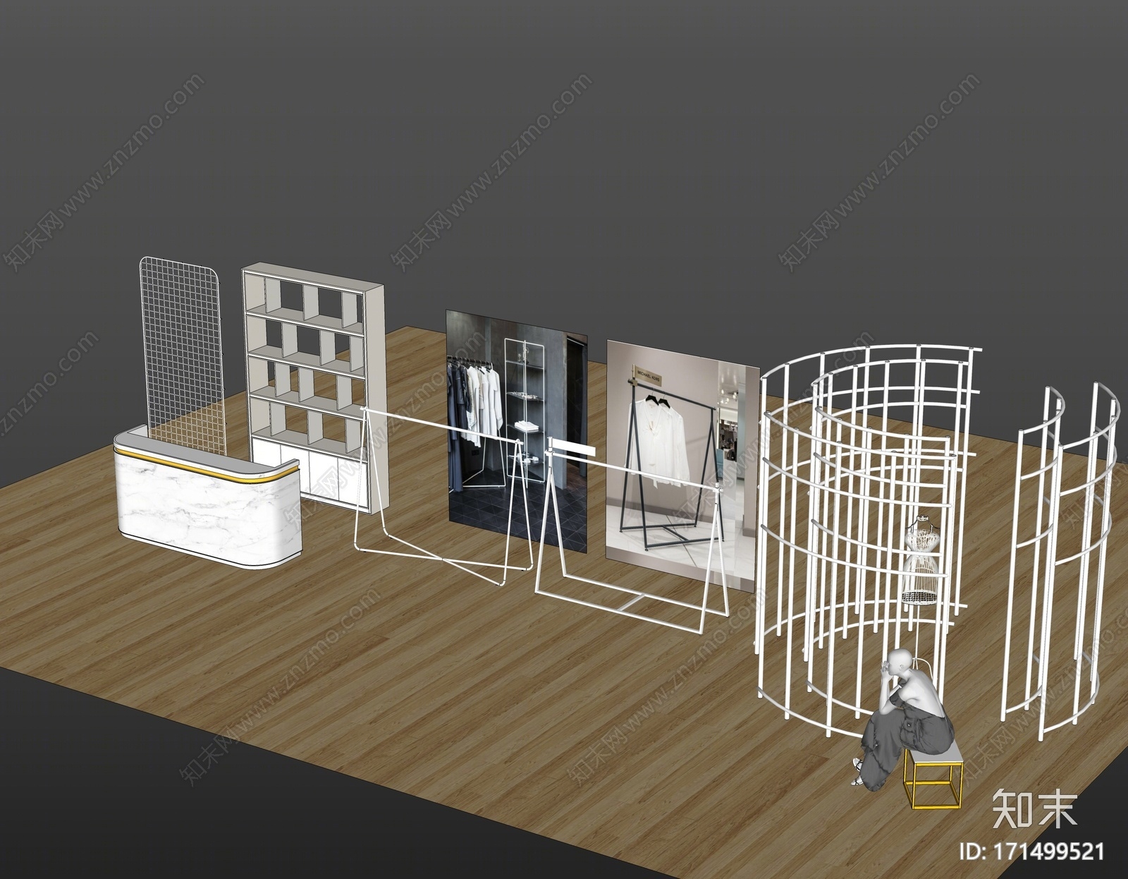 现代简约风格衣架SU模型下载【ID:171499521】