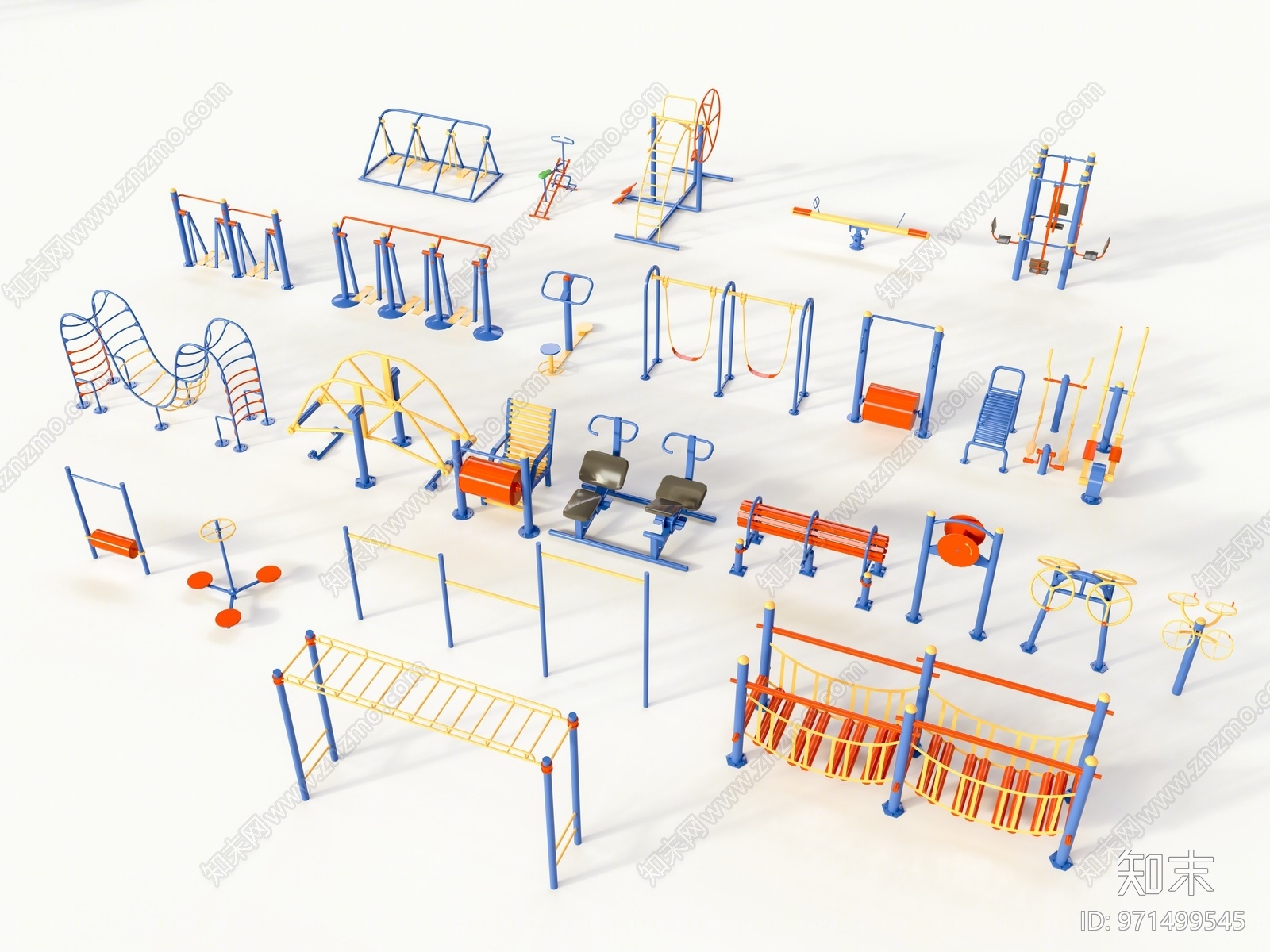 现代健身器材3D模型下载【ID:971499545】