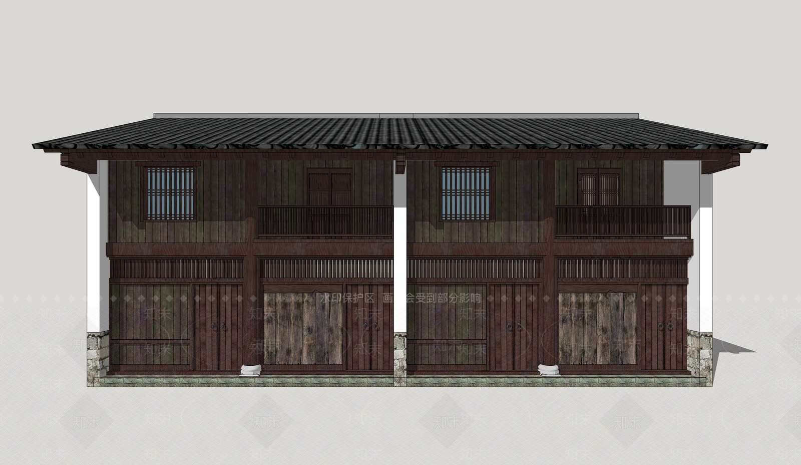 中式江南民居建筑SU模型下载【ID:171502083】