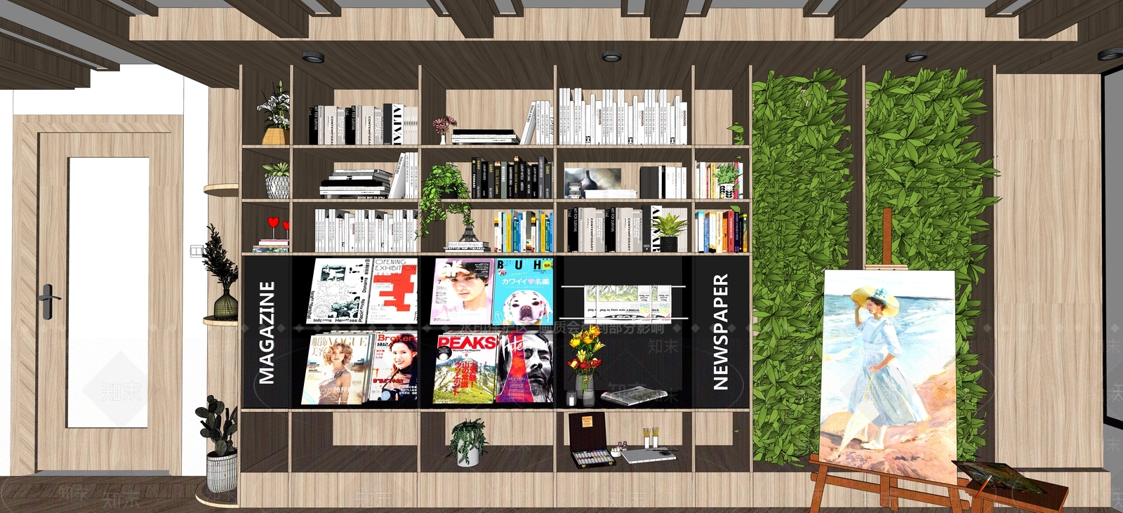 现代风格书店SU模型下载【ID:671558406】